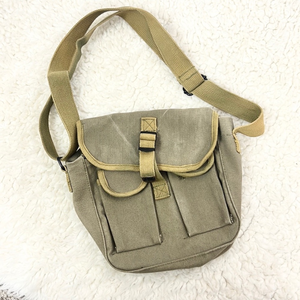 🪖G.I. Military Army Green Cotton Canvas Tactical Adjustable Buckle Shoulder Bag